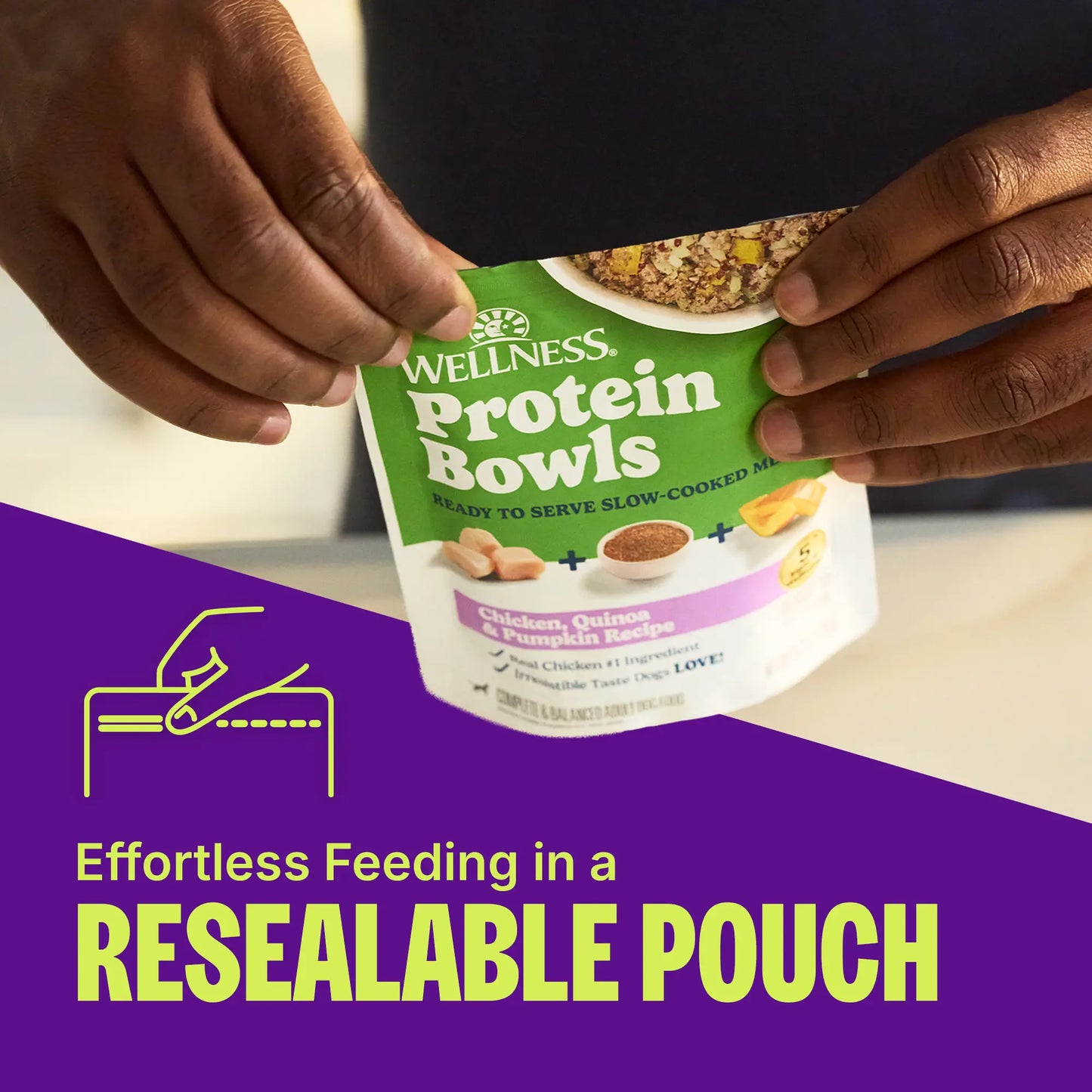 Wellness Protein Bowls, Adult Fresh Alternative Dog Food, Wholesome Grains, 6.2 Ounce Pouch, 6 Pack, (Beef & Lamb Value Pack)