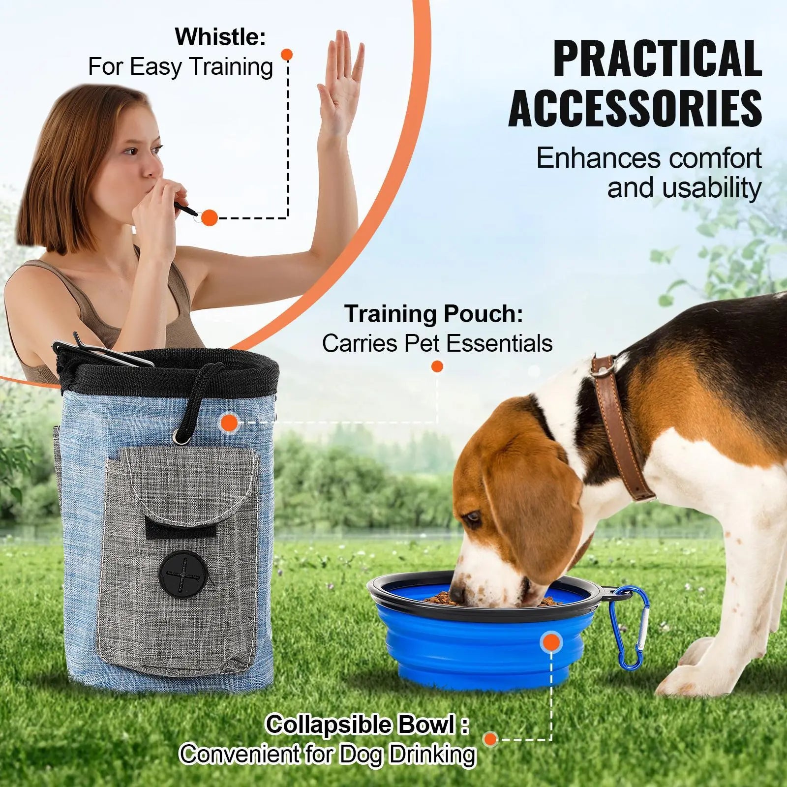 【Dealsforyoudays】Vevor Dog Agility Training Equipment, , 5 PCS Set Upgrade with Adjustable High Hurdles,6 Weave Poles,Extended Tunnel,Jump Ring,Pause Box,Whistle,Foldable Bowl,Puppy Obstacle Course Kit with Storage Bag