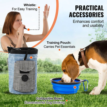 【Dealsforyoudays】Vevor Dog Agility Training Equipment, , 5 PCS Set Upgrade with Adjustable High Hurdles,6 Weave Poles,Extended Tunnel,Jump Ring,Pause Box,Whistle,Foldable Bowl,Puppy Obstacle Course Kit with Storage Bag