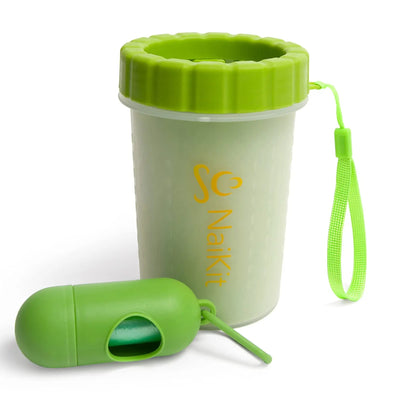 Naikit Paw Cleaner for Dogs, the Ideal Foot Washer That Demolishes Dirt for Medium to Large Dogs. This Paw Scrubber Comes with 1 Roll Poop Bag and Carrier for Best Dog Cleaner