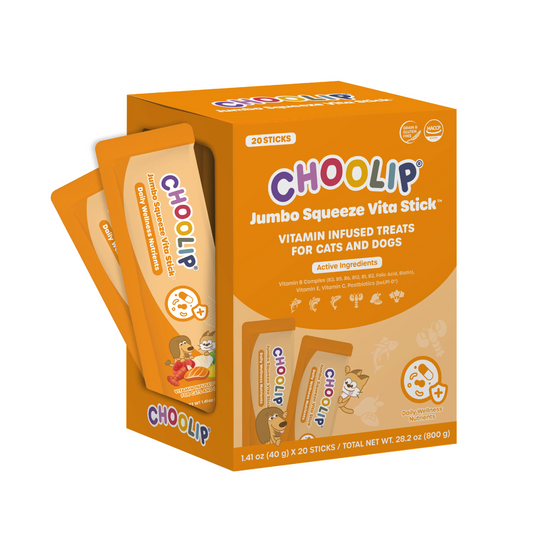 Choolip Jumbo Squeeze Vita Stick Lickable Multivitamin for Dogs & Cats – All-In-One Gut, Immunity & Energy Support (20 Squeeze Sticks)