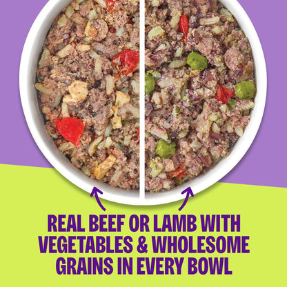 Wellness Protein Bowls, Adult Fresh Alternative Dog Food, Wholesome Grains, 6.2 Ounce Pouch, 6 Pack, (Beef & Lamb Value Pack)